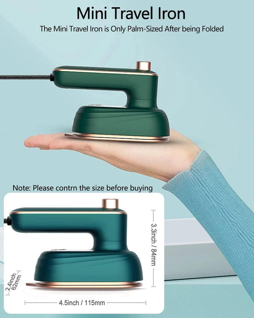 Mini Steam Iron Green Rose Gold Travel Portable