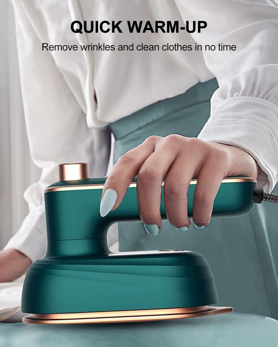 Mini Steam Iron Green Rose Gold Travel Portable