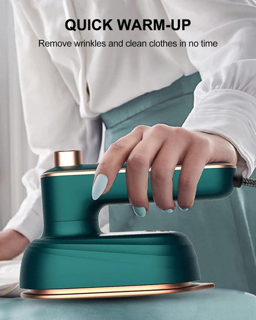 Mini Steam Iron Green Rose Gold Travel Portable