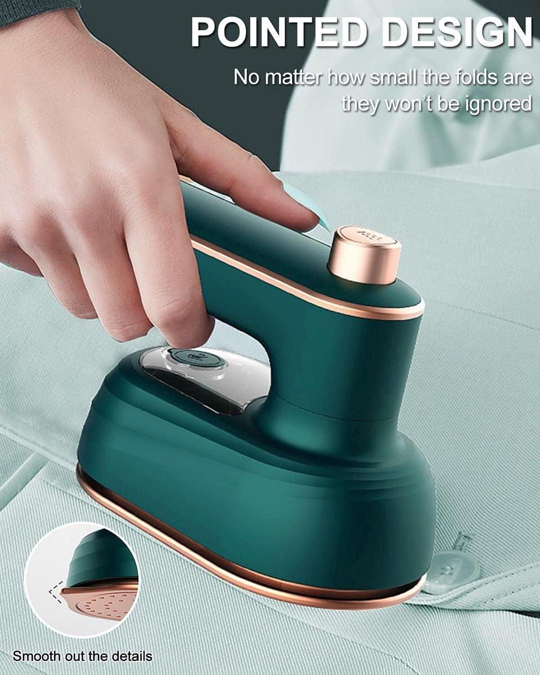 Mini Steam Iron Green Rose Gold Travel Portable