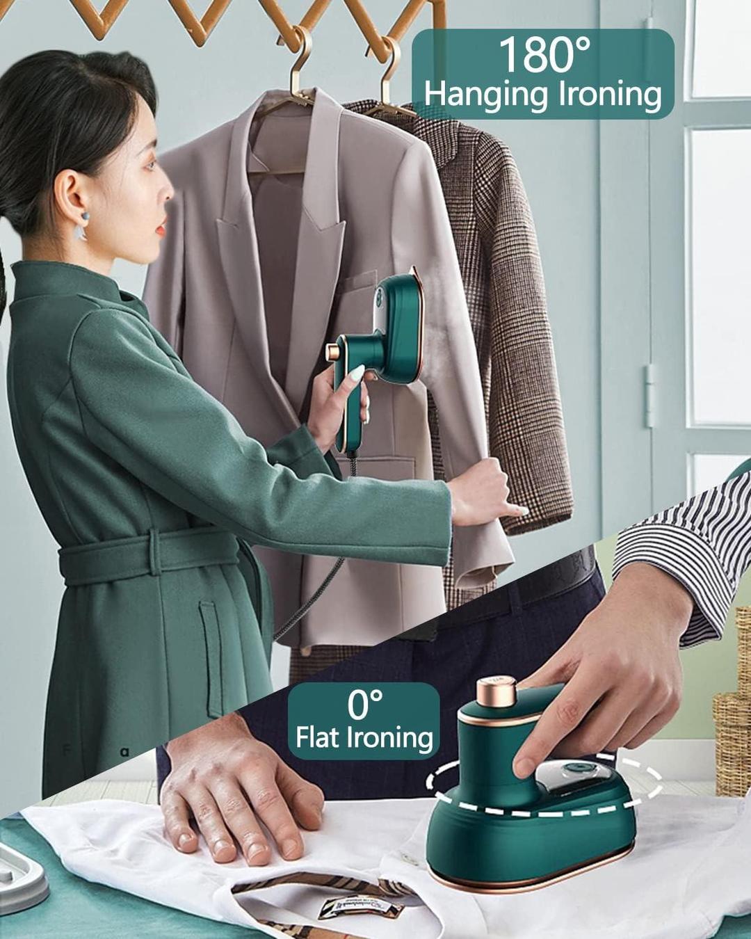 Mini Steam Iron Green Rose Gold Travel Portable