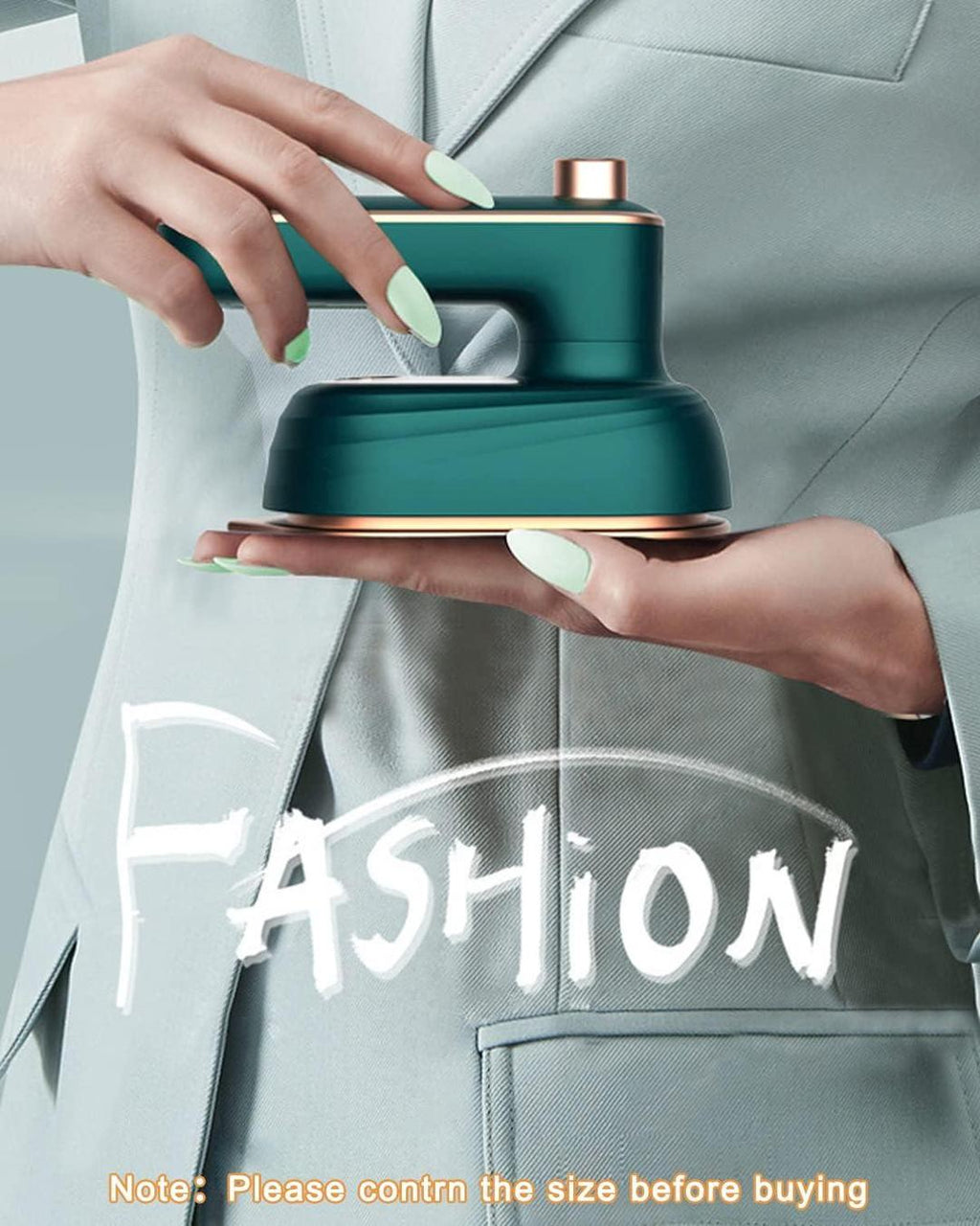 Mini Steam Iron Green Rose Gold Travel Portable