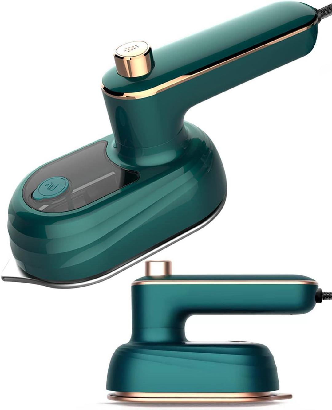 Mini Steam Iron Green Rose Gold Travel Portable